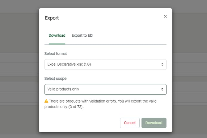 Menu_Products_Publications_Options_DownloadExportToEDI_Export_Scope_Valid2